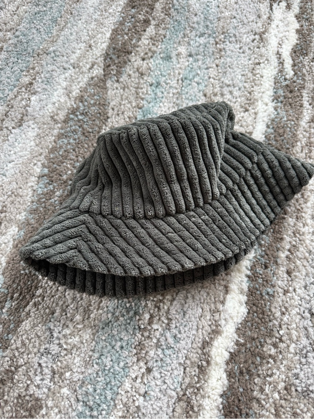Kids Ribbed Bucket Hat in Charcoal - Soft Winter Hat